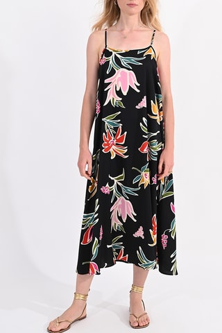 Vestido trapecio - Negro y rosa
