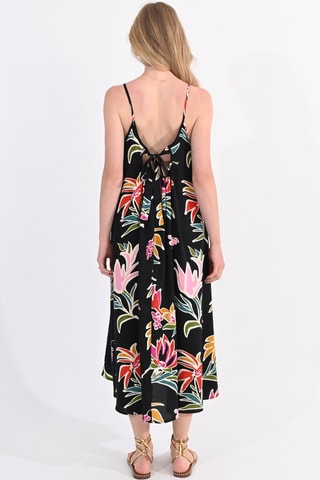 Vestido trapecio - Negro y rosa