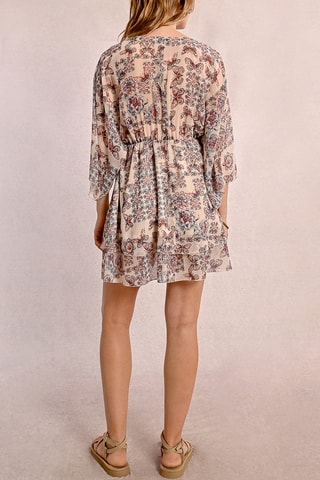 Vestido evasé - Beige y marrón