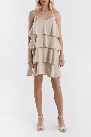 Vestido avolantado - 
Beige