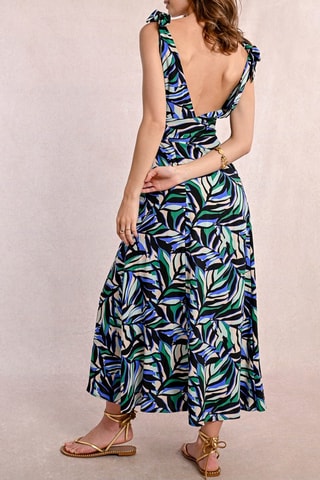 Vestido largo - Negro y verde claro