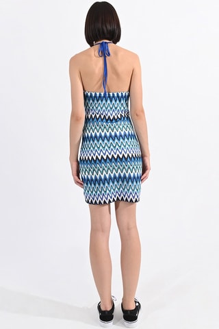 Vestido de tubo - Azul y crudo