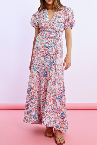 Vestido largo - Azul y naranja