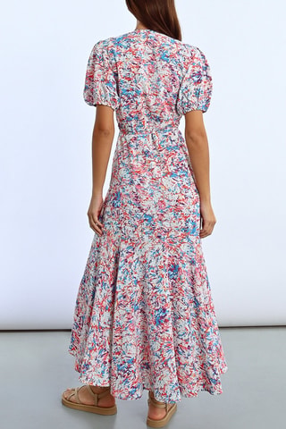 Vestido largo - Azul y naranja