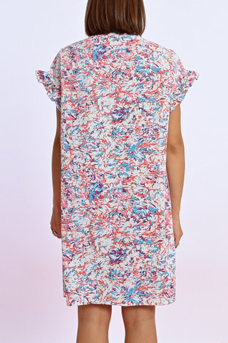 Vestido recto - Celeste y naranja