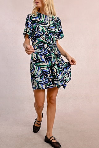Vestido evasé - Negro y turquesa