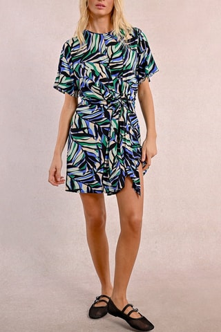 Vestido evasé - Negro y turquesa