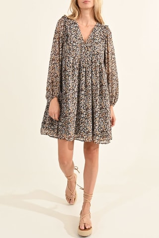 Vestido evasé - Marrón