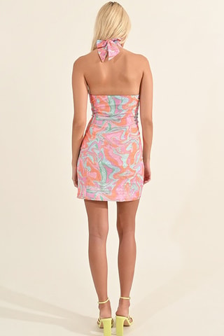 Vestido recto - Rosa empolvado y verde agua