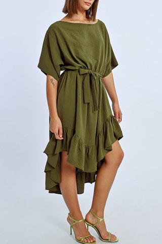 Vestido avolantado - Caqui