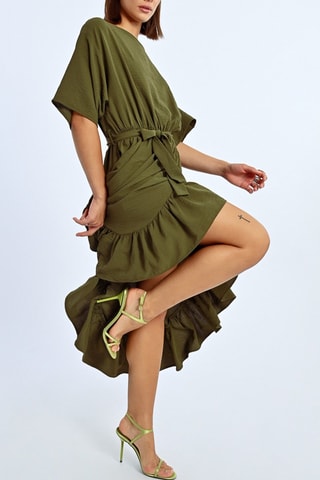 Vestido avolantado - Caqui