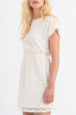 Vestido recto de encaje - Crudo
