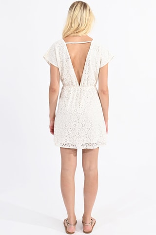 Vestido recto de encaje - Crudo