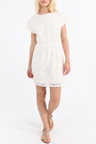 Vestido recto de encaje - Crudo