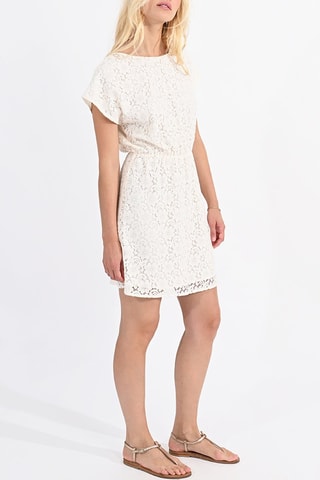 Vestido recto de encaje - Crudo