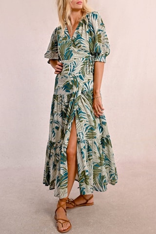 Vestido cruzado - Caqui