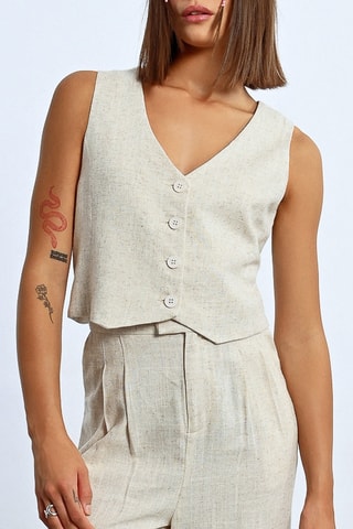 Chaleco de traje de lino - Beige