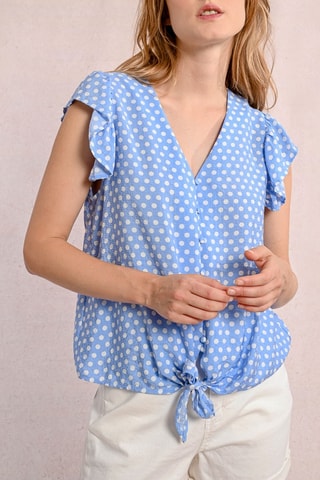 Camisa anudada - Azul claro y blanco