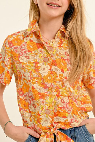 Camisa - Crudo y naranja