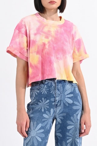 Camiseta tie-dye - Amarillo y rosa