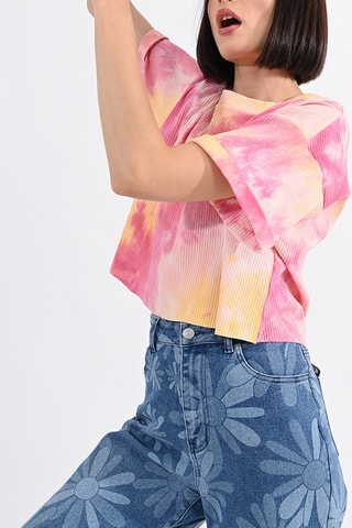 Camiseta tie-dye - Amarillo y rosa