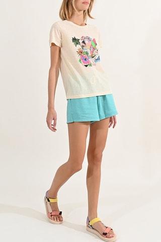 Camiseta - Crudo y verde claro