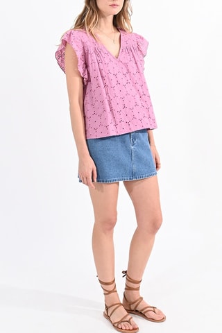 Blusa con bordado inglés - Rosa