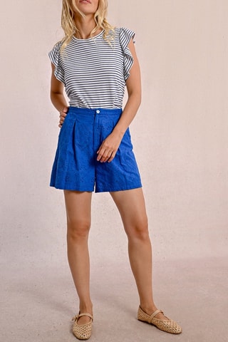 Short con bordado inglés - Azul cobalto