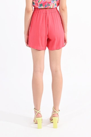 Short de lino de tiro alto - Coral