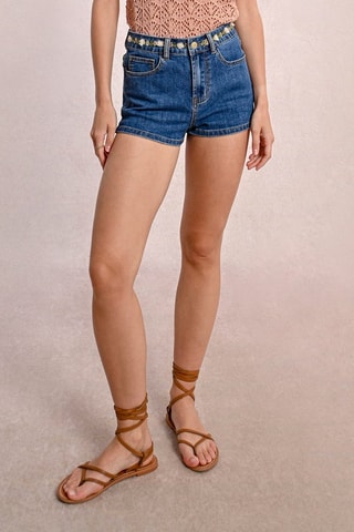 Short vaquero de tiro alto - Azul