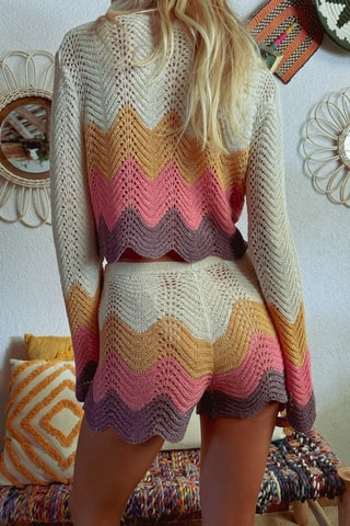 Short - Blanco y naranja