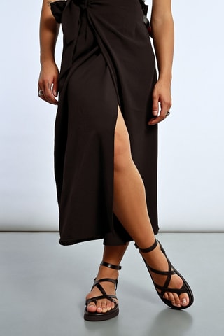 Falda cruzada de talle alto - Negro