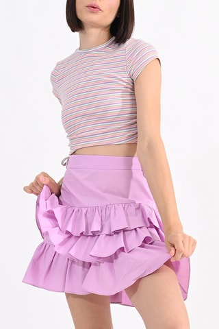 Falda avolantada de talle alto - Malva