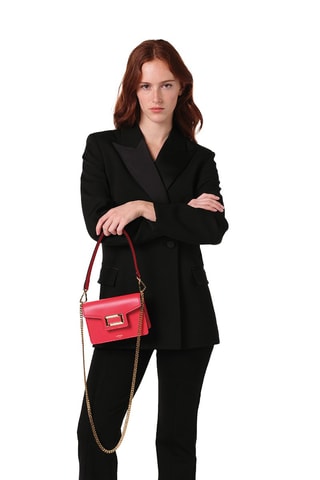 Mala de ombro em couro Angele de Lancel - Vermelho e dourado