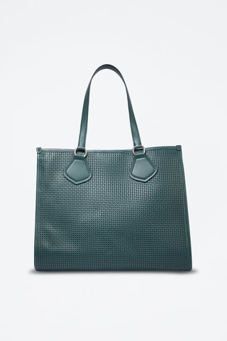 Leren Shopper Tote L - Donkergroen