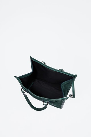 Leren Shopper Tote L - Donkergroen