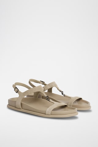 Sandales en cuir de chèvre nubuck - Écru