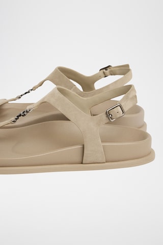 Sandales en cuir de chèvre nubuck - Écru