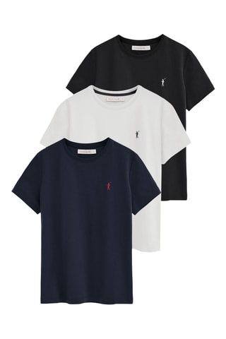 3 T-shirts regular - Bleu marine, blanc et noir