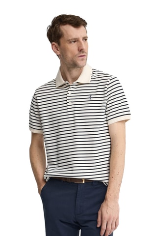 Polo regular - Écru et bleu marine