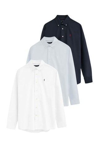3 chemises regular - Blanc, ciel et bleu marine
