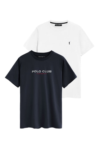 2 T-shirts regular - Blanc et bleu marine
