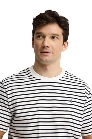 T-shirt loose - Écru et bleu marine