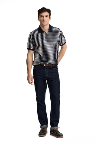 Polo regular - Bleu marine et écru