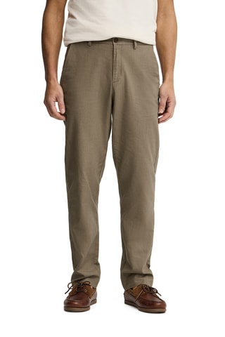 Pantalon regular en lin - Kaki