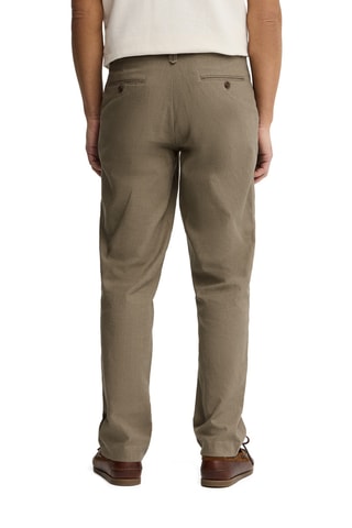 Pantalon regular en lin - Kaki