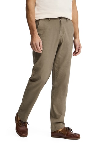 Pantalon regular en lin - Kaki