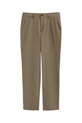 Pantalon regular en lin - Kaki