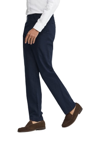 Pantalon regular en lin - Bleu marine