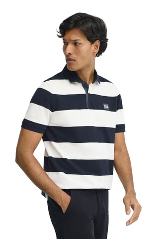 Polo loose - Bleu marine et écru